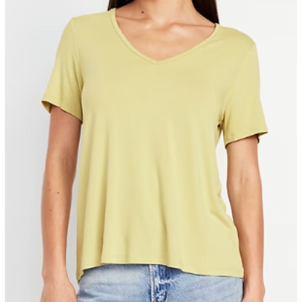 Old Navy Green Lemon Grass Luxe Basic VNeck TShirt Top NEW Womens Large